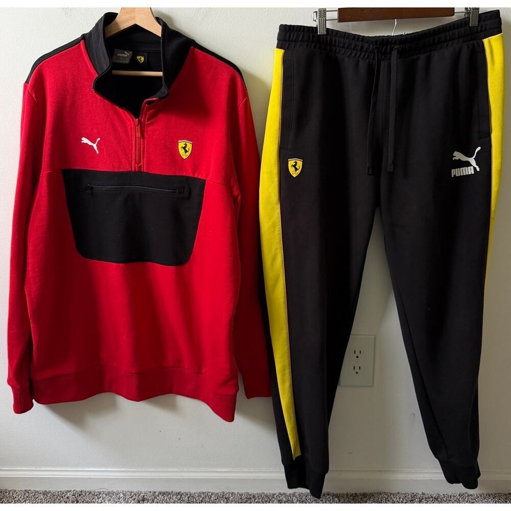 PUMA Scuderia Ferrari F1 Formula one Men's 1/4 zip and matching sweatpants XL